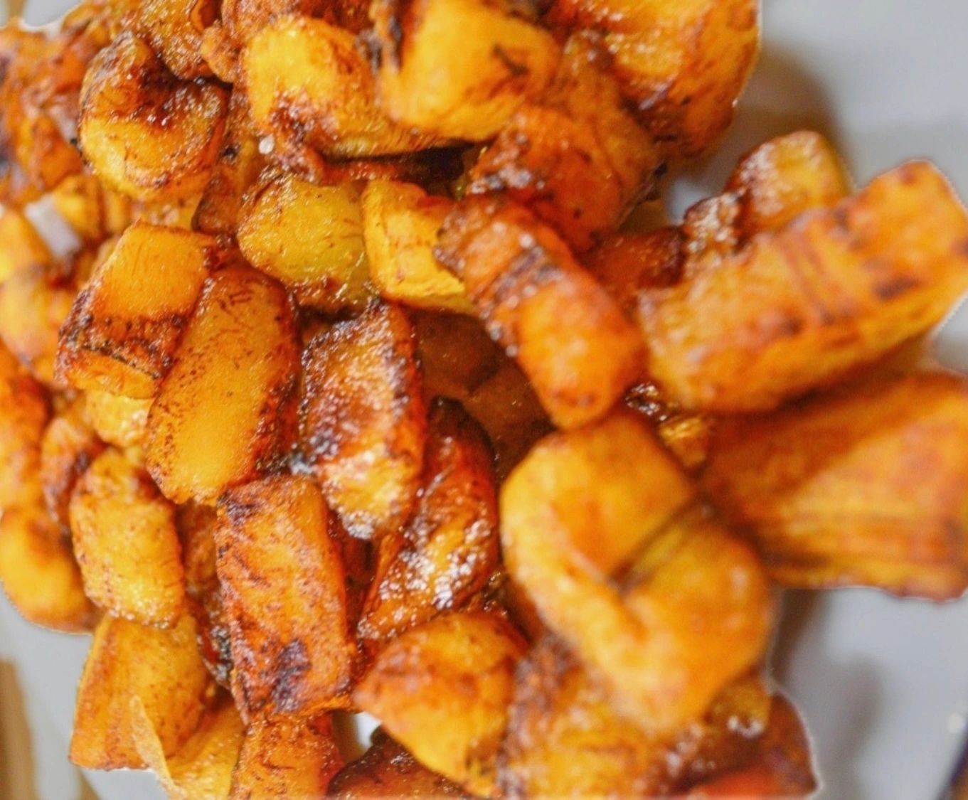 Golden fried plantain pieces